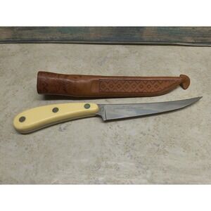 Nice Vintage Imperial FRONTIER #442F Fish Fillet Knife With Leather Sheath